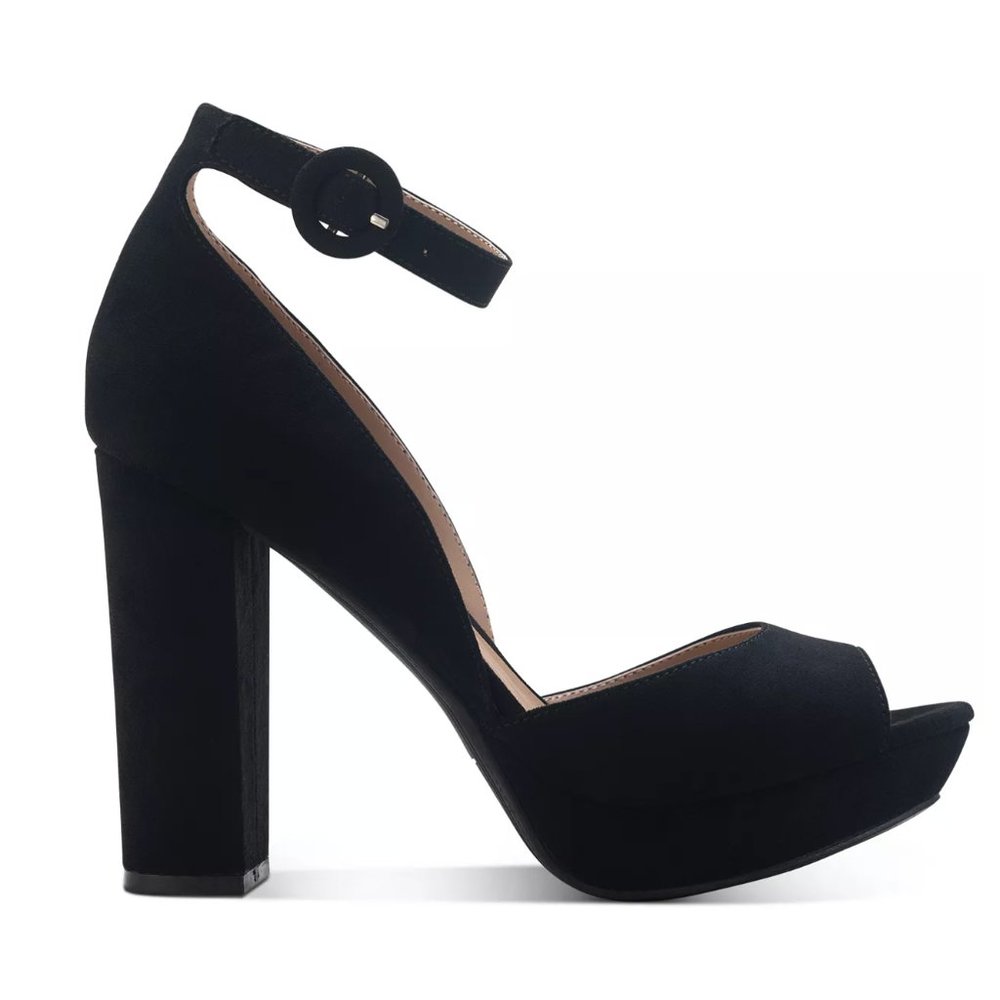 Block-Heel Platform Suede Sandals